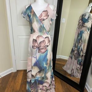 Floral Maxi Dress with Flutter Sleeve